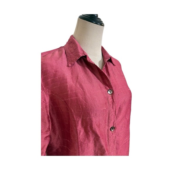 Anu By Natural Raw Silk Button Up Top Pink Sz M Capsule Basic Luxury Minimalist - Picture 5 of 9